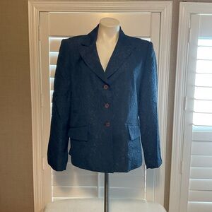 Morgan Miller Navy Textured Blazer with Notched Lapel